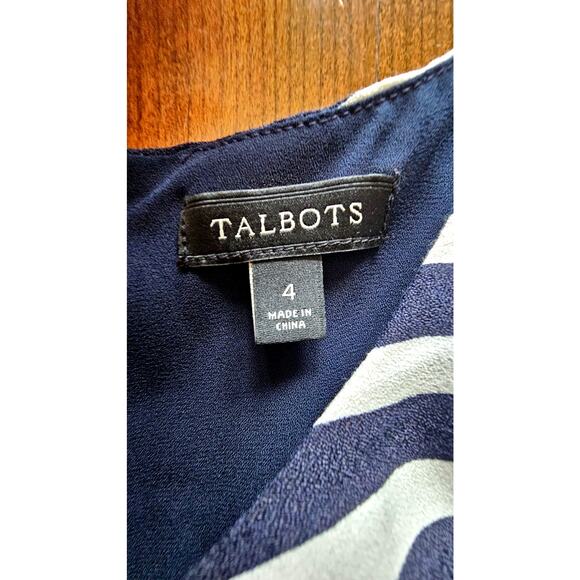 Talbots Navy Blue White Sleeveless Wide Leg Jumpsuit Women’s Size 4 - Picture 3 of 7